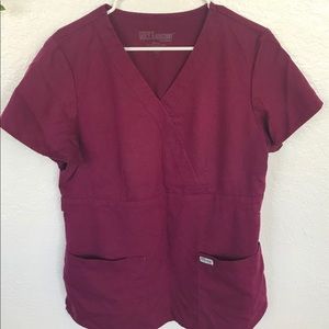 Size L Grey’s Anatomy Burgundy Scrub top & Pants